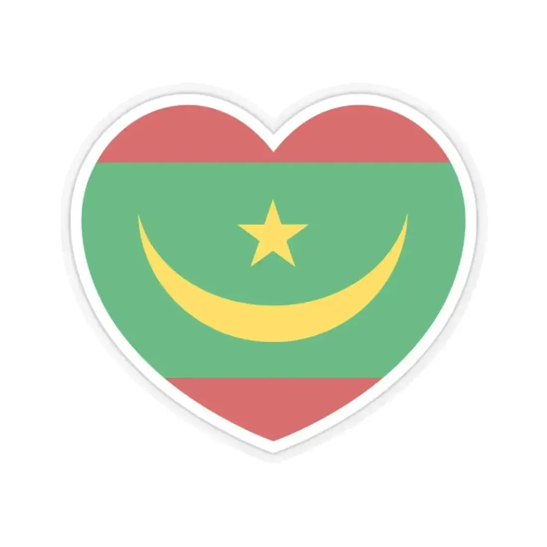 Heart Flag of Mauritania - STICKER Vinyl Kiss-Cut Decal 2 Inch Transparent - The Sticker Space