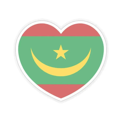 Heart Flag of Mauritania - STICKER Vinyl Kiss-Cut Decal 2 Inch Transparent - The Sticker Space