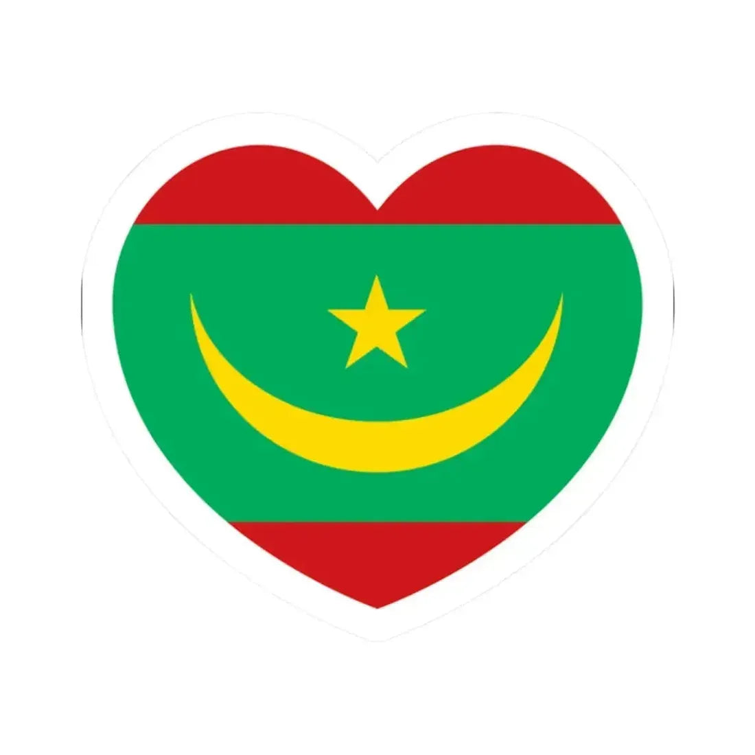 Heart Flag of Mauritania - STICKER Vinyl Kiss-Cut Decal 2 Inch White - The Sticker Space