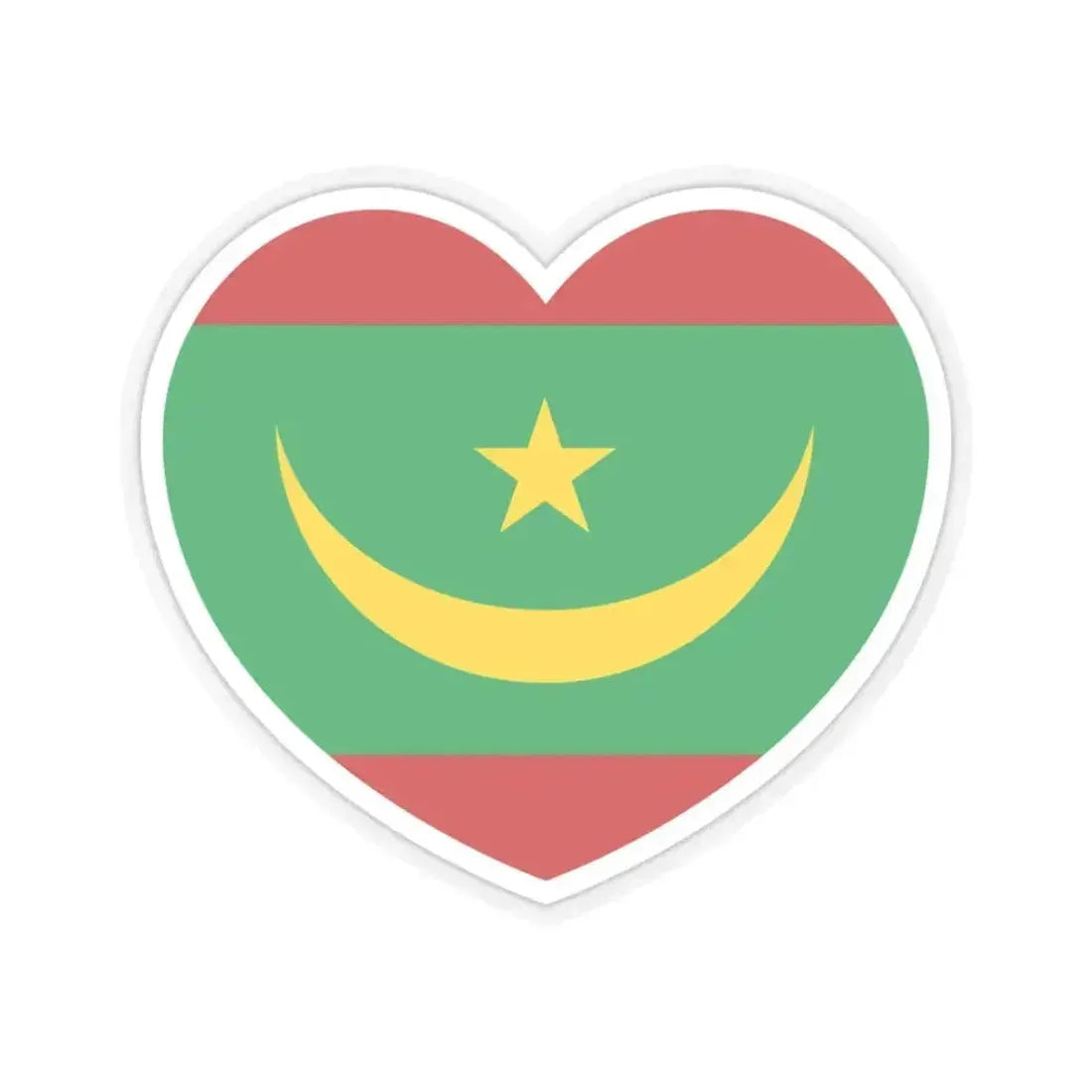 Heart Flag of Mauritania - STICKER Vinyl Kiss-Cut Decal 3 Inch Transparent - The Sticker Space