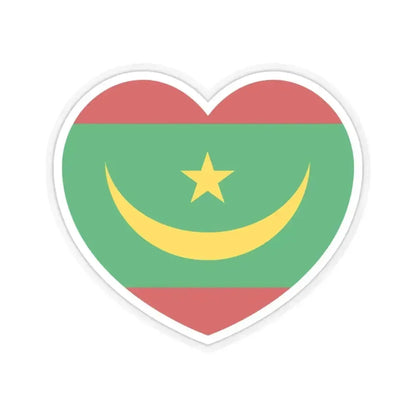 Heart Flag of Mauritania - STICKER Vinyl Kiss-Cut Decal 3 Inch Transparent - The Sticker Space