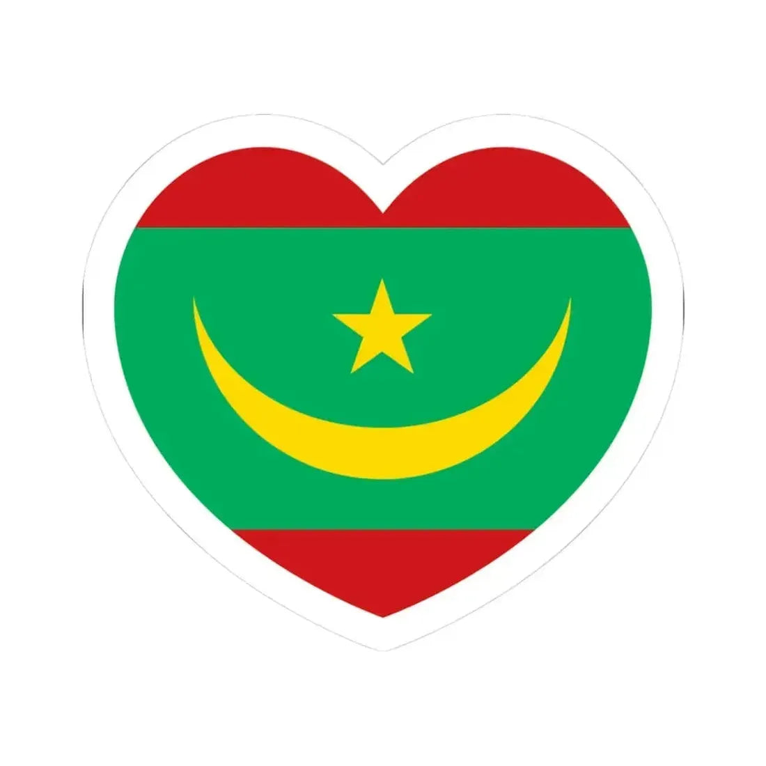 Heart Flag of Mauritania - STICKER Vinyl Kiss-Cut Decal 3 Inch White - The Sticker Space