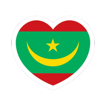 Heart Flag of Mauritania - STICKER Vinyl Kiss-Cut Decal 3 Inch White - The Sticker Space