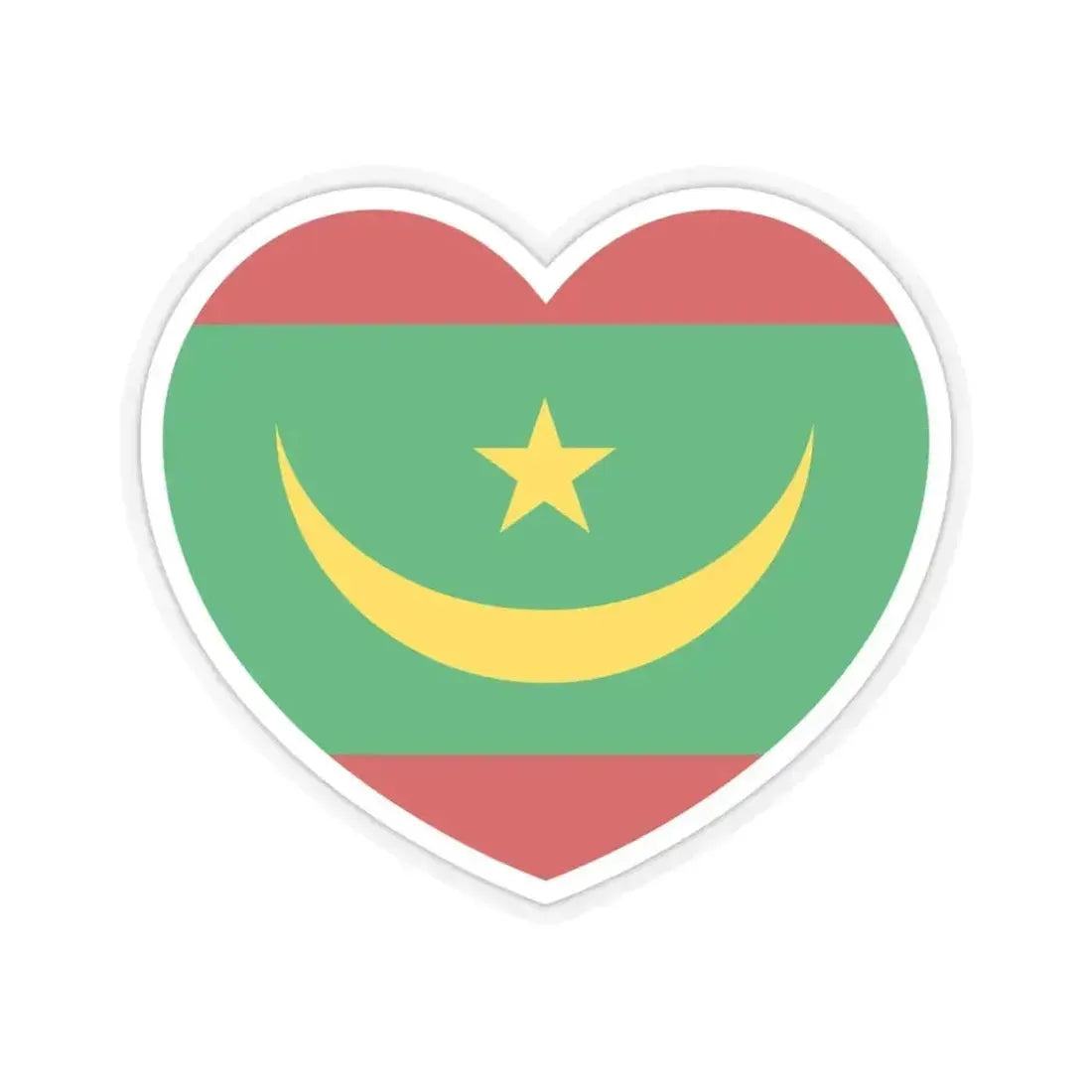 Heart Flag of Mauritania - STICKER Vinyl Kiss-Cut Decal 4 Inch Transparent - The Sticker Space