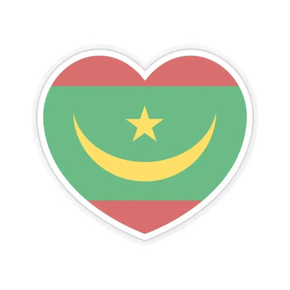Heart Flag of Mauritania - STICKER Vinyl Kiss-Cut Decal 4 Inch Transparent - The Sticker Space