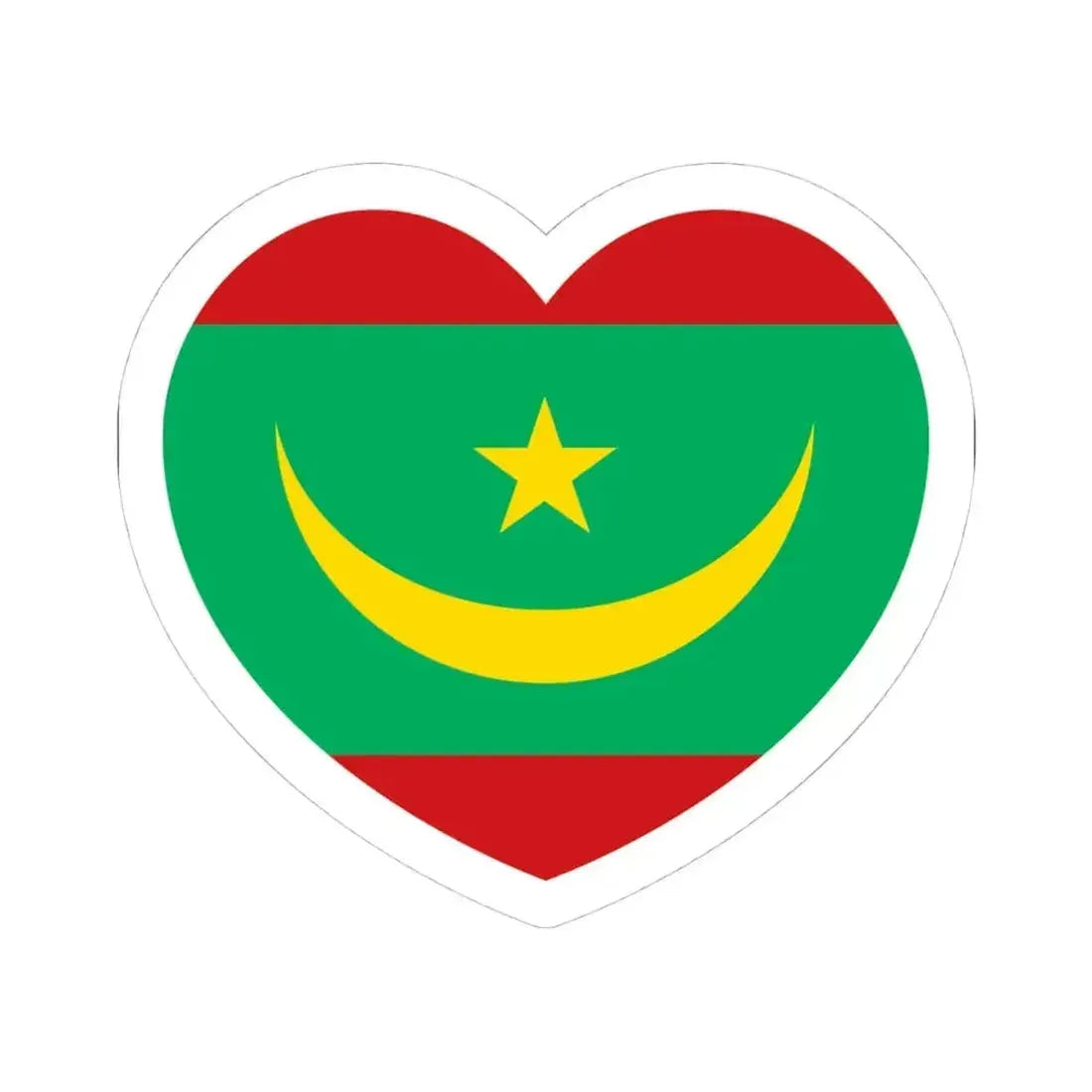 Heart Flag of Mauritania - STICKER Vinyl Kiss-Cut Decal 4 Inch White - The Sticker Space