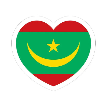 Heart Flag of Mauritania - STICKER Vinyl Kiss-Cut Decal 4 Inch White - The Sticker Space