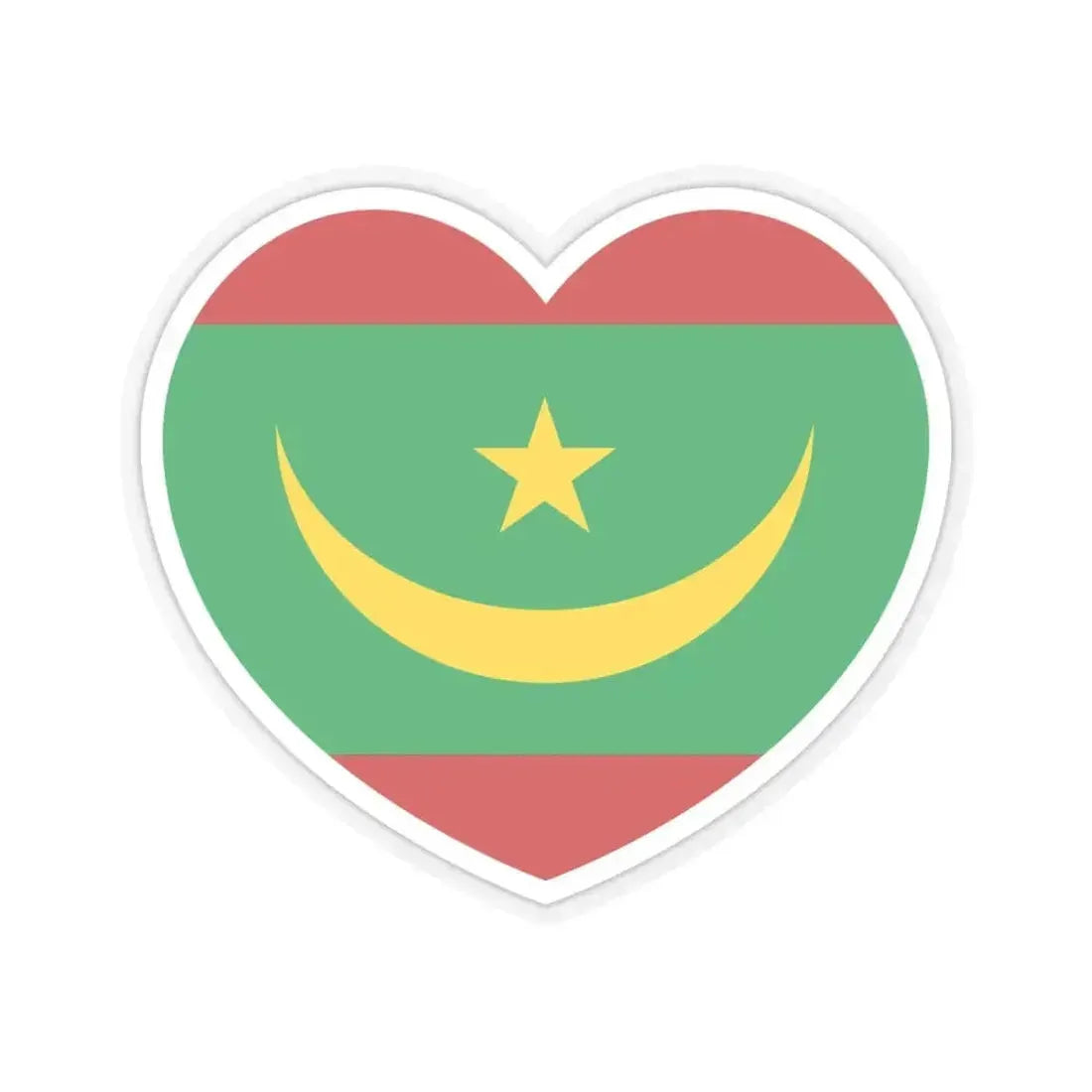 Heart Flag of Mauritania - STICKER Vinyl Kiss-Cut Decal 6 Inch Transparent - The Sticker Space