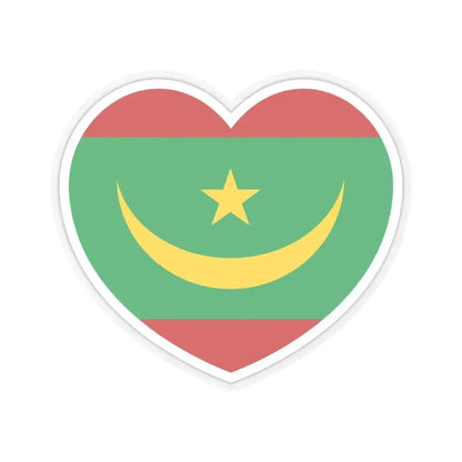 Heart Flag of Mauritania - STICKER Vinyl Kiss-Cut Decal 6 Inch Transparent - The Sticker Space