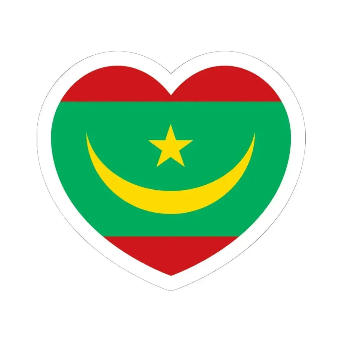 Heart Flag of Mauritania - STICKER Vinyl Kiss-Cut Decal 6 Inch White - The Sticker Space