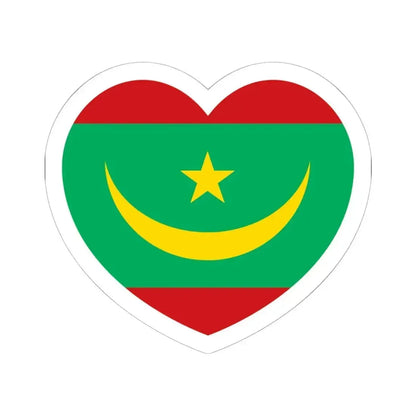 Heart Flag of Mauritania - STICKER Vinyl Kiss-Cut Decal 6 Inch White - The Sticker Space