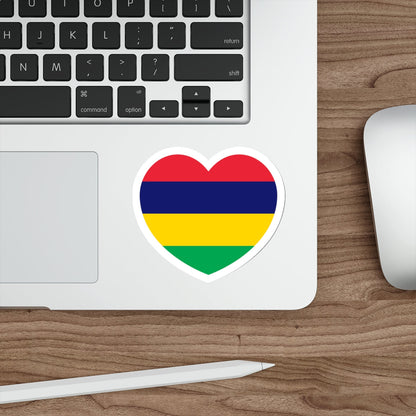 Heart Flag of Mauritius - STICKER Vinyl Die-Cut Decal-The Sticker Space