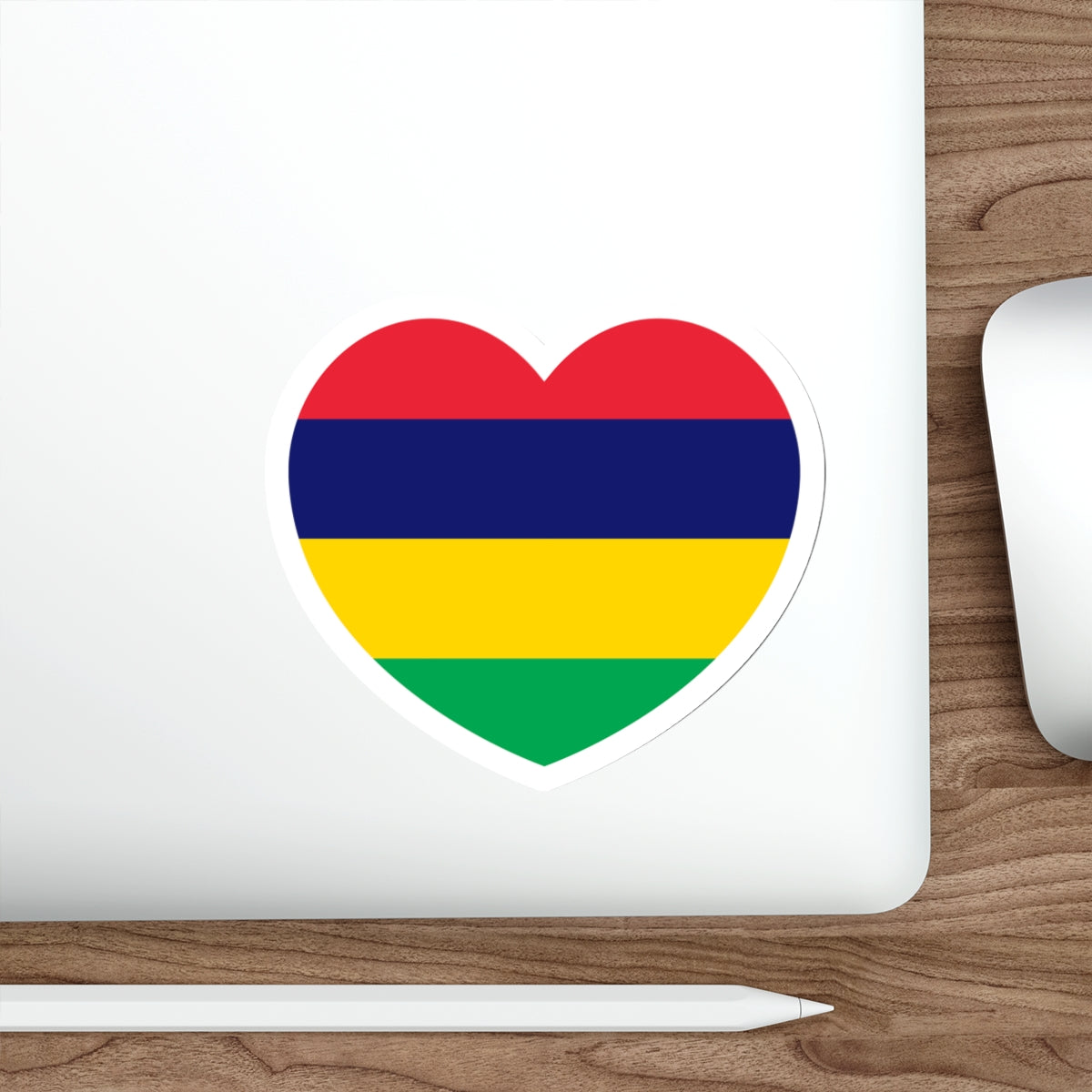 Heart Flag of Mauritius - STICKER Vinyl Die-Cut Decal-The Sticker Space