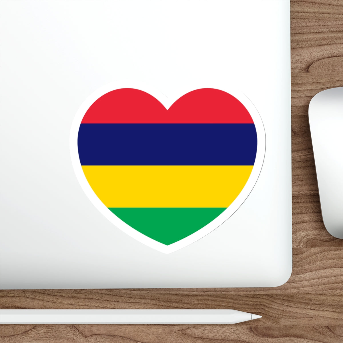 Heart Flag of Mauritius - STICKER Vinyl Die-Cut Decal-The Sticker Space