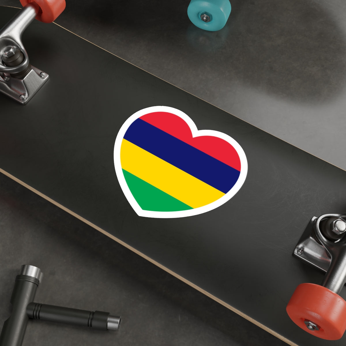 Heart Flag of Mauritius - STICKER Vinyl Die-Cut Decal-The Sticker Space