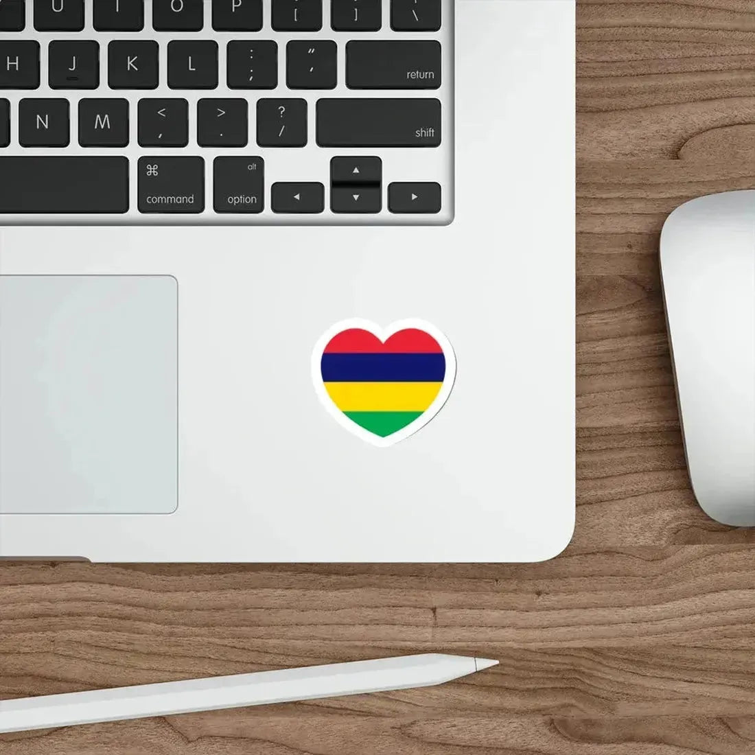 Heart Flag of Mauritius - STICKER Vinyl Die-Cut Decal - The Sticker Space