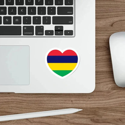 Heart Flag of Mauritius - STICKER Vinyl Die-Cut Decal - The Sticker Space