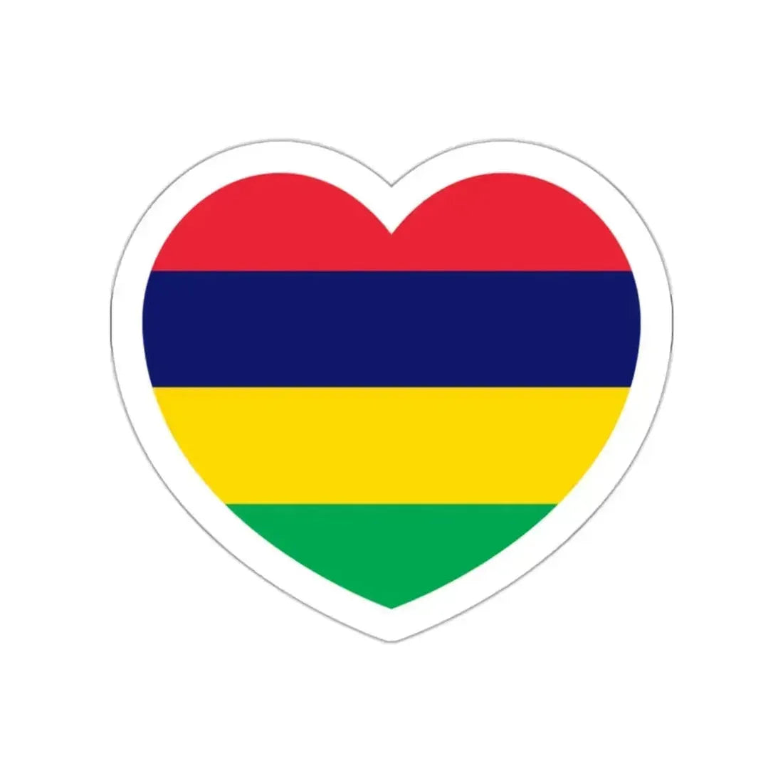 Heart Flag of Mauritius - STICKER Vinyl Die-Cut Decal White Die-Cut 2 Inch - The Sticker Space