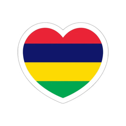 Heart Flag of Mauritius - STICKER Vinyl Die-Cut Decal White Die-Cut 2 Inch - The Sticker Space