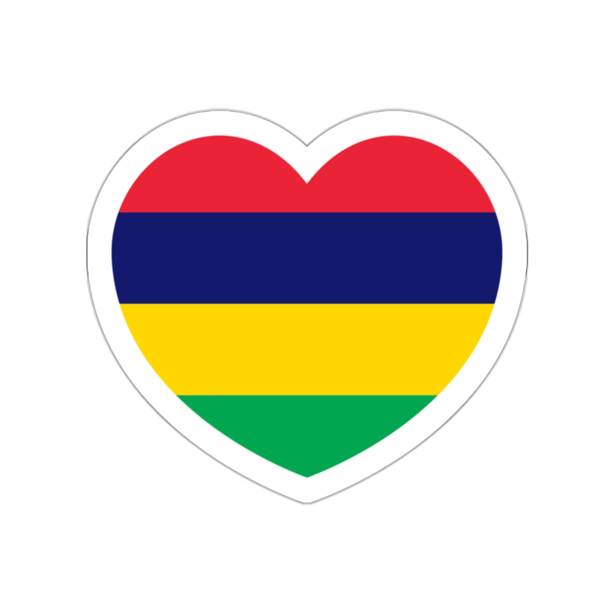 Heart Flag of Mauritius - STICKER Vinyl Die-Cut Decal-White-The Sticker Space