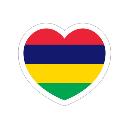 Heart Flag of Mauritius - STICKER Vinyl Die-Cut Decal-White-The Sticker Space