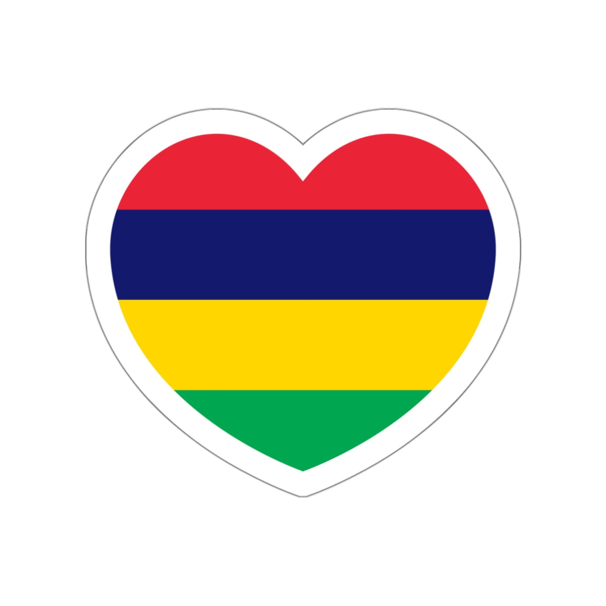 Heart Flag of Mauritius - STICKER Vinyl Die-Cut Decal-White-The Sticker Space