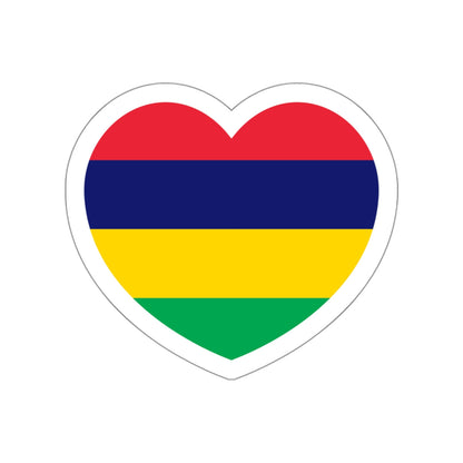 Heart Flag of Mauritius - STICKER Vinyl Die-Cut Decal-White-The Sticker Space