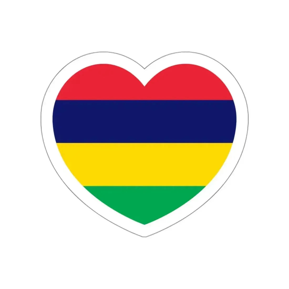 Heart Flag of Mauritius - STICKER Vinyl Die-Cut Decal White Die-Cut 3 Inch - The Sticker Space