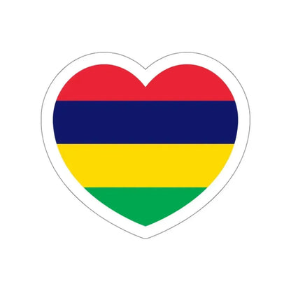 Heart Flag of Mauritius - STICKER Vinyl Die-Cut Decal White Die-Cut 3 Inch - The Sticker Space