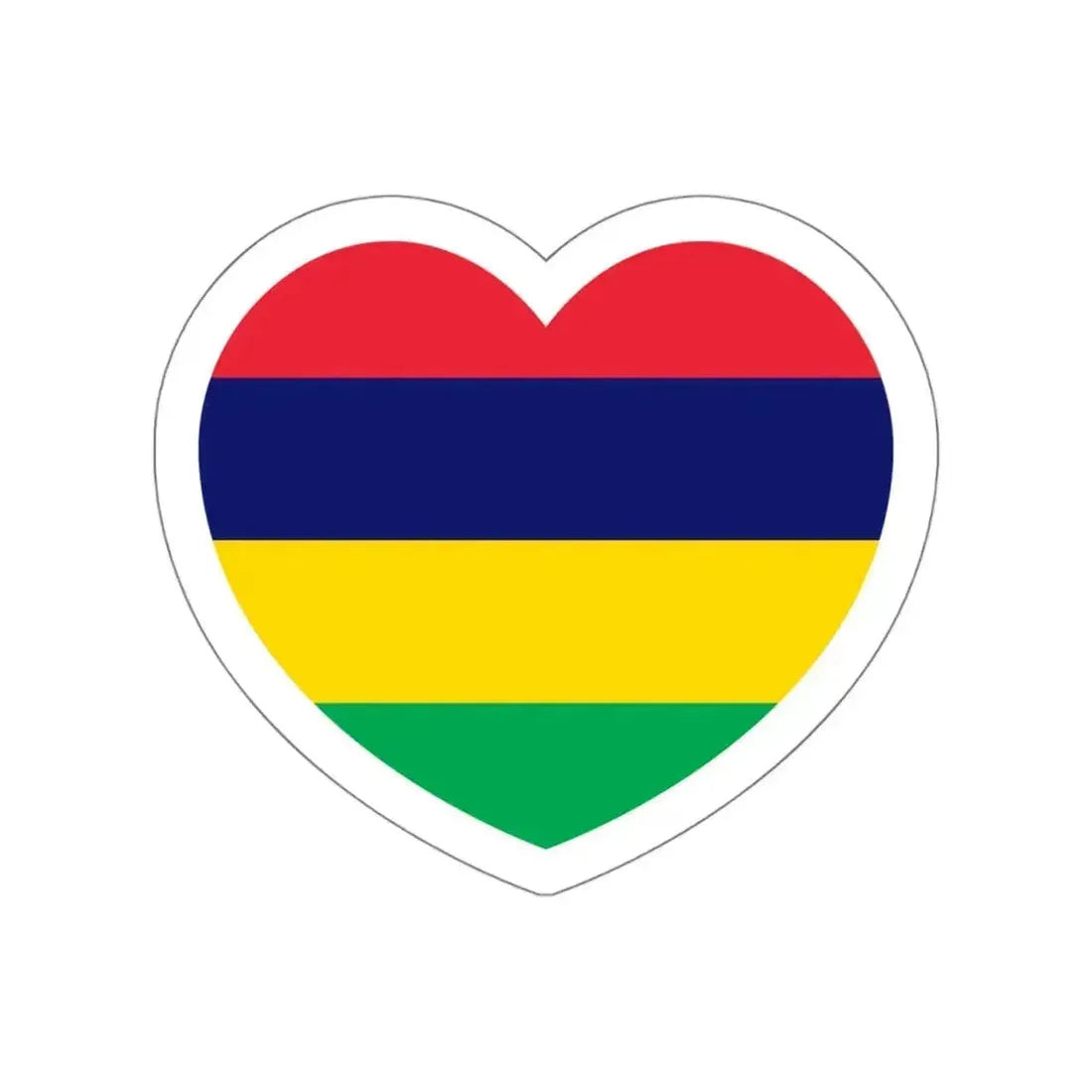 Heart Flag of Mauritius - STICKER Vinyl Die-Cut Decal White Die-Cut 5 Inch - The Sticker Space
