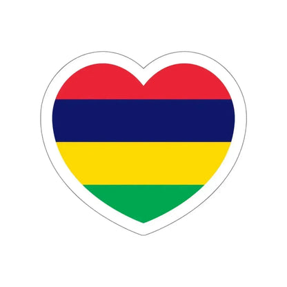 Heart Flag of Mauritius - STICKER Vinyl Die-Cut Decal White Die-Cut 5 Inch - The Sticker Space