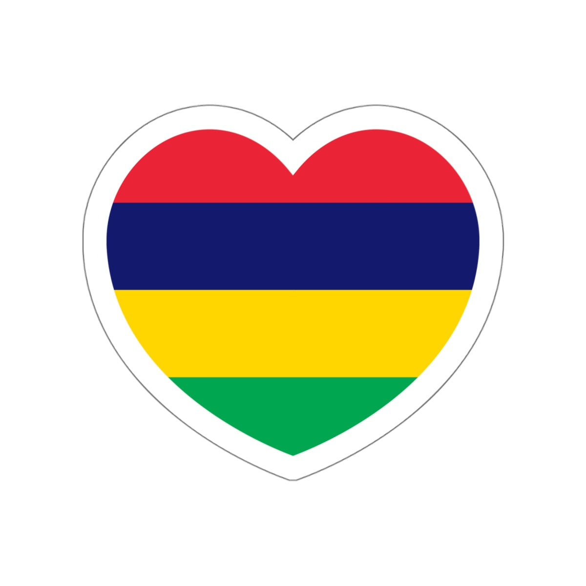 Heart Flag of Mauritius - STICKER Vinyl Die-Cut Decal-White-The Sticker Space