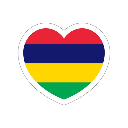 Heart Flag of Mauritius - STICKER Vinyl Die-Cut Decal-White-The Sticker Space