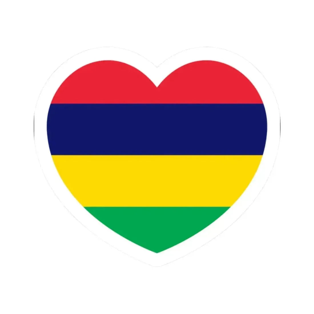 Heart Flag of Mauritius - STICKER Vinyl Kiss-Cut Decal 2 Inch White - The Sticker Space