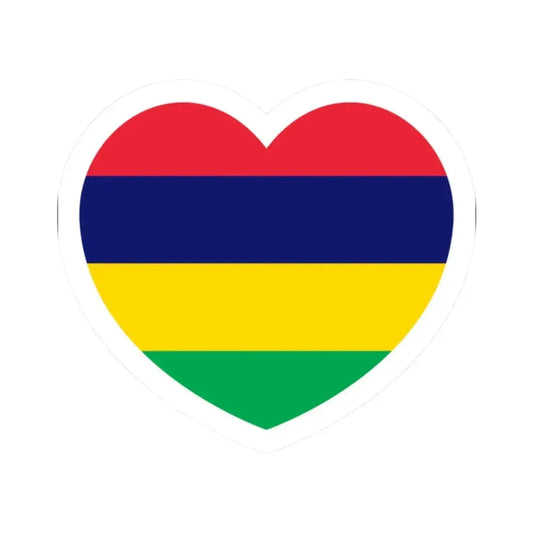 Heart Flag of Mauritius - STICKER Vinyl Kiss-Cut Decal 2 Inch White - The Sticker Space