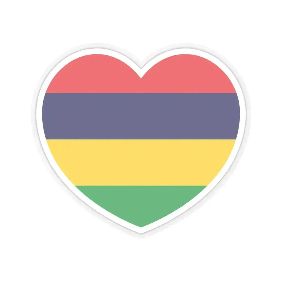 Heart Flag of Mauritius - STICKER Vinyl Kiss-Cut Decal 3 Inch Transparent - The Sticker Space