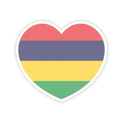 Heart Flag of Mauritius - STICKER Vinyl Kiss-Cut Decal 3 Inch Transparent - The Sticker Space