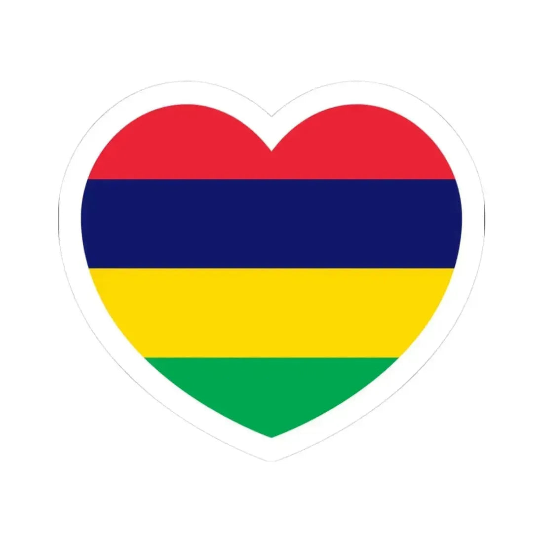 Heart Flag of Mauritius - STICKER Vinyl Kiss-Cut Decal 3 Inch White - The Sticker Space