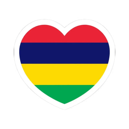 Heart Flag of Mauritius - STICKER Vinyl Kiss-Cut Decal 3 Inch White - The Sticker Space
