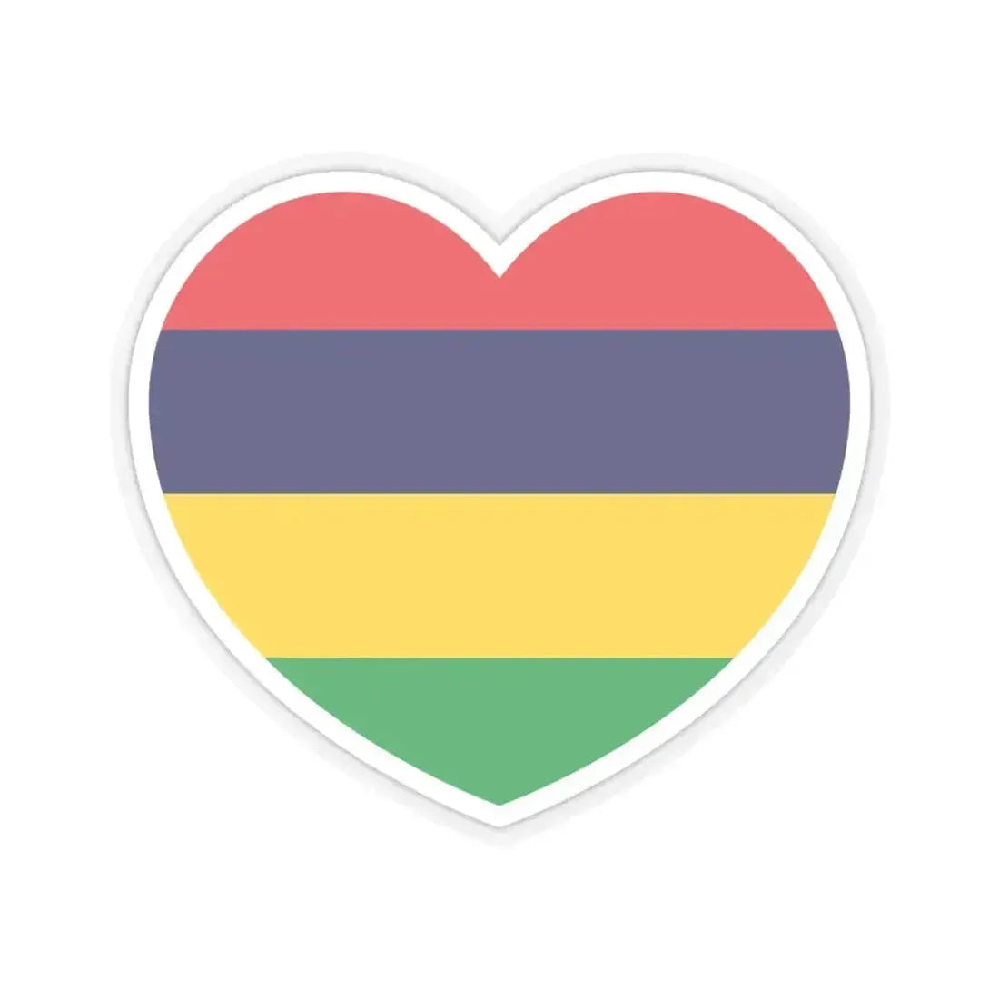 Heart Flag of Mauritius - STICKER Vinyl Kiss-Cut Decal 4 Inch Transparent - The Sticker Space