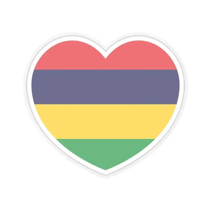 Heart Flag of Mauritius - STICKER Vinyl Kiss-Cut Decal 4 Inch Transparent - The Sticker Space