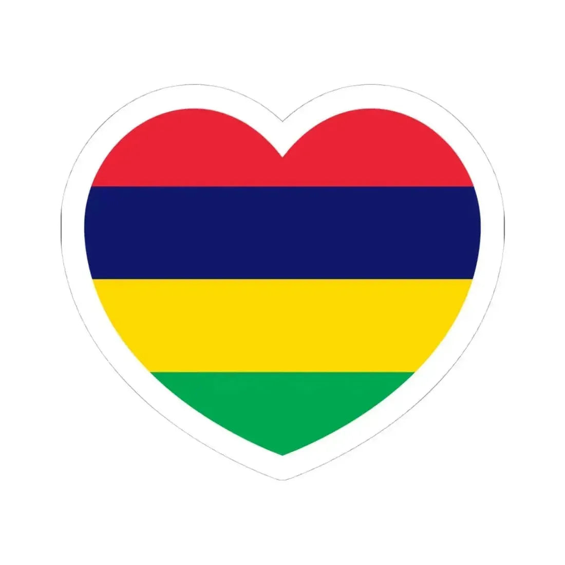Heart Flag of Mauritius - STICKER Vinyl Kiss-Cut Decal 4 Inch White - The Sticker Space