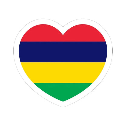 Heart Flag of Mauritius - STICKER Vinyl Kiss-Cut Decal 4 Inch White - The Sticker Space