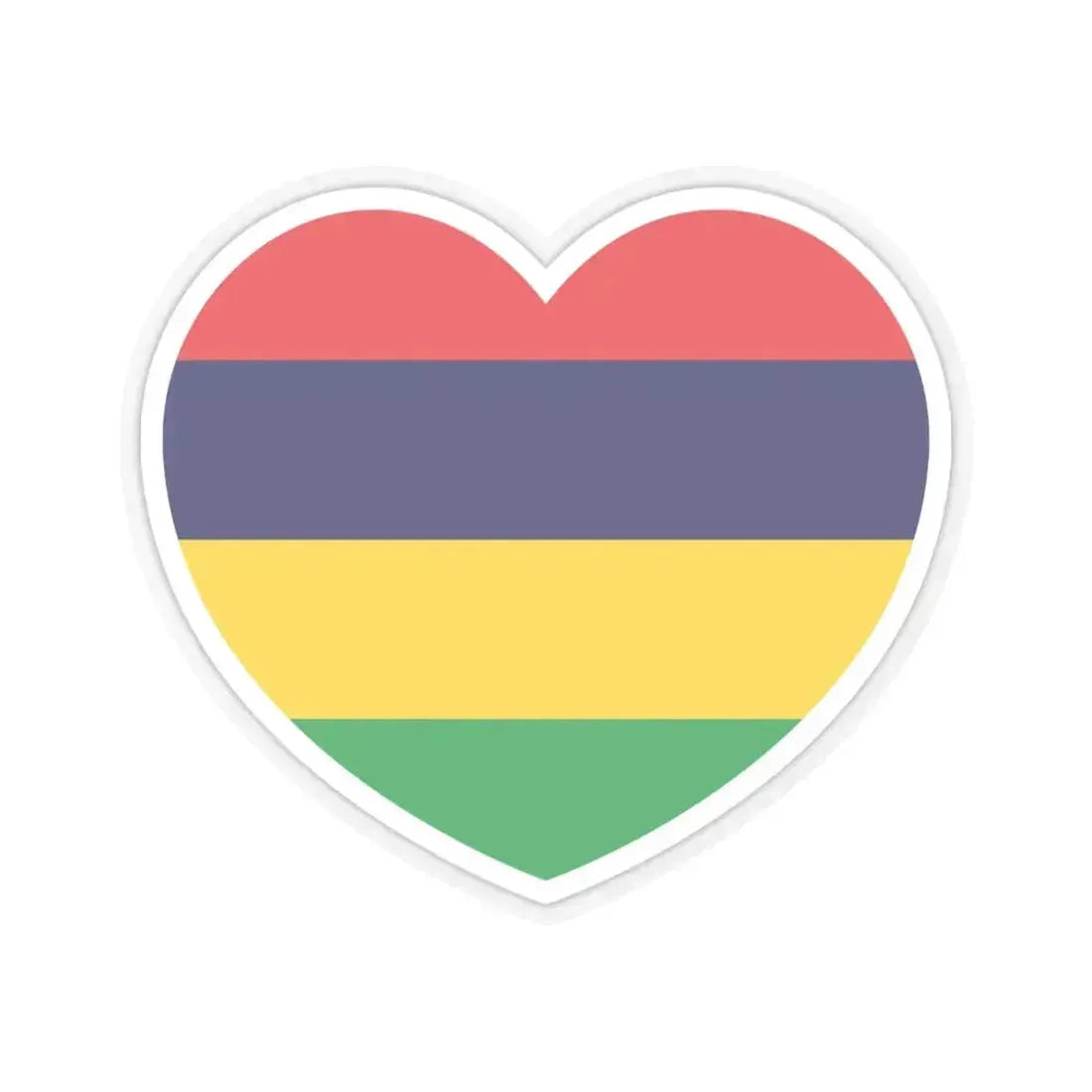 Heart Flag of Mauritius - STICKER Vinyl Kiss-Cut Decal 6 Inch Transparent - The Sticker Space