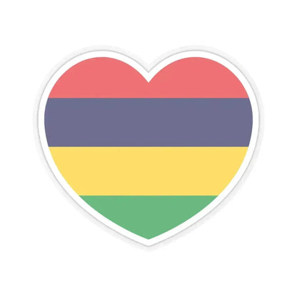 Heart Flag of Mauritius - STICKER Vinyl Kiss-Cut Decal 6 Inch Transparent - The Sticker Space