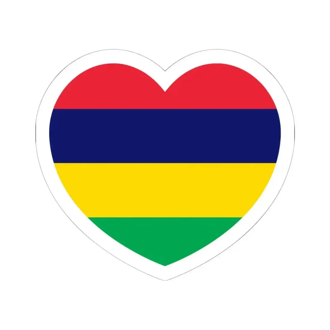 Heart Flag of Mauritius - STICKER Vinyl Kiss-Cut Decal 6 Inch White - The Sticker Space