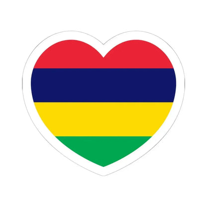 Heart Flag of Mauritius - STICKER Vinyl Kiss-Cut Decal 6 Inch White - The Sticker Space