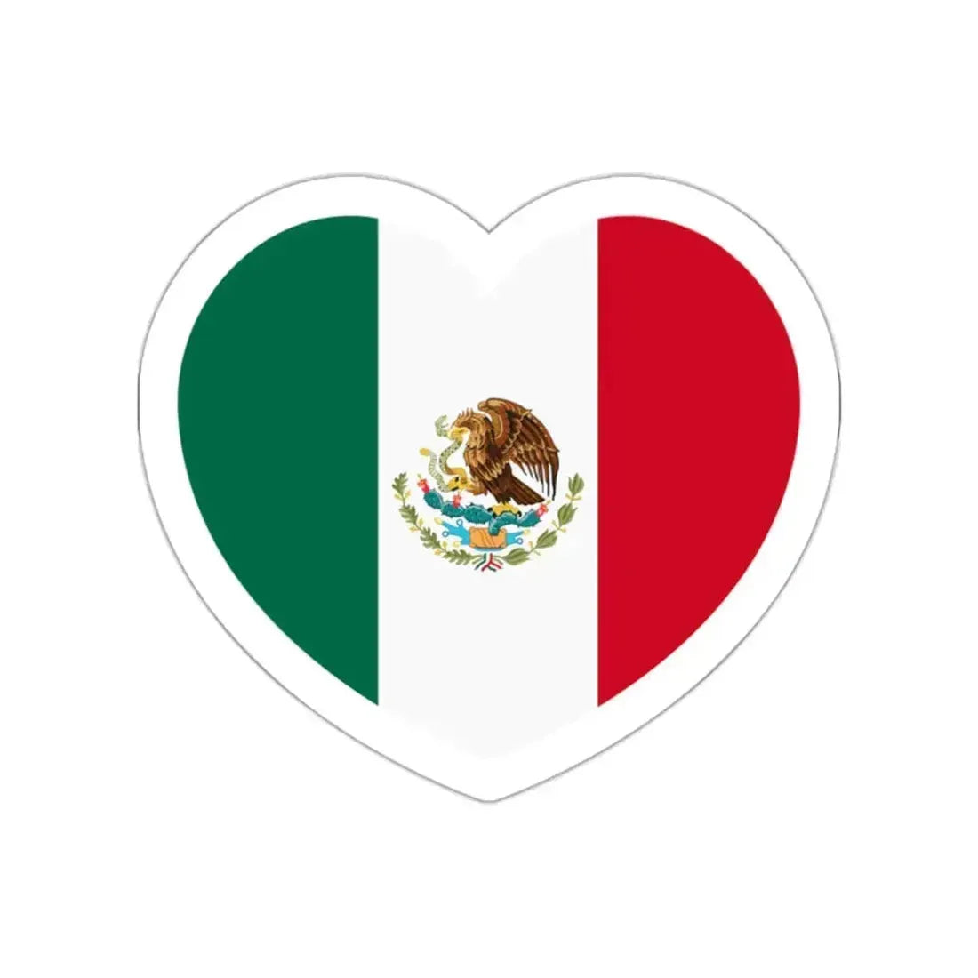Heart Flag of Mexico - STICKER Vinyl Die-Cut Decal White Die-Cut 2 Inch - The Sticker Space