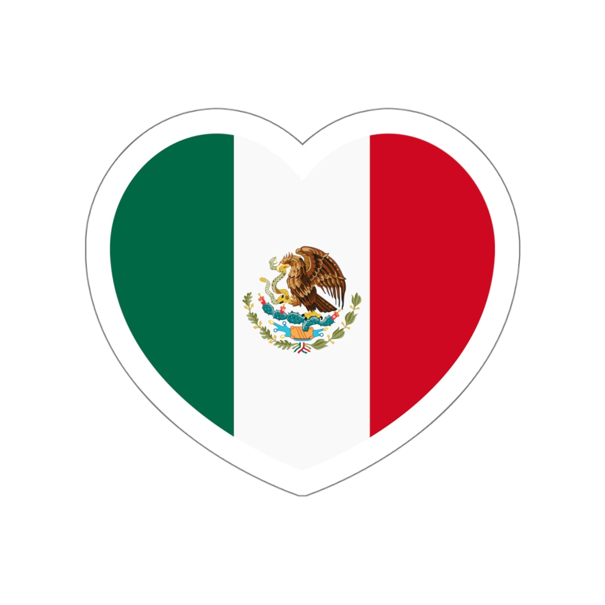 Heart Flag of Mexico - STICKER Vinyl Die-Cut Decal-White-The Sticker Space