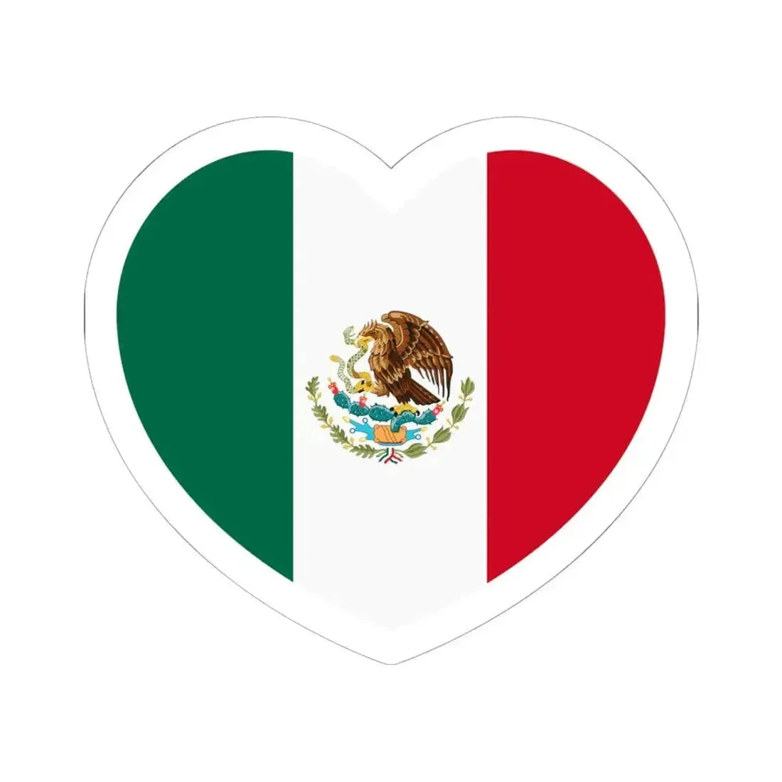Heart Flag of Mexico - STICKER Vinyl Kiss-Cut Decal 6 Inch White - The Sticker Space